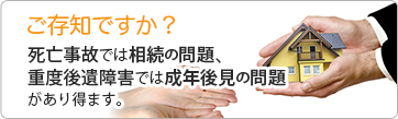 ご存知ですか？死亡事故では相続の問題、重度後遺障害では成年後見の問題があり得ます。